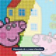 Peppa et George devant leur maison sur la colline – gros plan des diamants