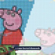 Peppa and George Riding Bicycles on a Green Hill – diamond close-up
