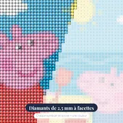 Peppa et George à la plage avec seaux – gros plan des diamants