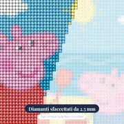 Peppa e George sulla spiaggia con secchielli – primo piano dei diamanti