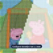 Peppa en George kamperen in een groene tent – close-up van de steentjes