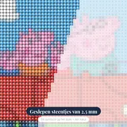Peppa en George in de rode auto – close-up van de steentjes