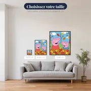 Peppa et George dans les feuilles d'automne – tailles disponibles