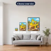 Rubble and Crew Digging with an Excavator – available sizes