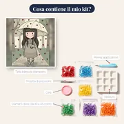 Ombrello beige e cuori rossi – contenuto del kit
