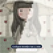 Meisje onder de hartenparaplu – close-up van de steentjes