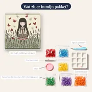 Gorjuss-meisje tussen lavendelvlinders – inhoud van het pakket