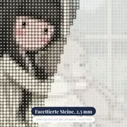 Gorjuss Mädchen mit Teddy am Fenster – Nahaufnahme der Steine