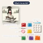 Gorjuss Girl on Winter Sled – kit contents