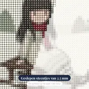 Gorjuss Meisje op Houten Slee – close-up van de steentjes