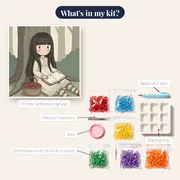 Gorjuss Girl Reading Beneath Oak – kit contents
