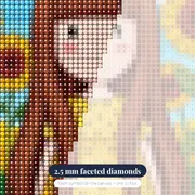 Gorjuss Girl Among Sunflowers – diamond close-up