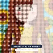 Fille Gorjuss parmi les tournesols – gros plan des diamants