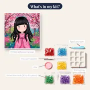 Gorjuss Girl Under Cherry Blossoms – kit contents