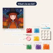 Gorjuss Halloween Pumpkin Witch – kit contents