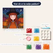 Gorjuss heks tussen pompoenen – inhoud van het pakket