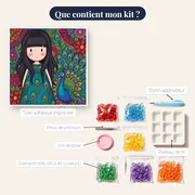 Fille Gorjuss et Paon – contenu du kit