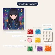 Gorjuss Moonlit Rooftop Girl – kit contents