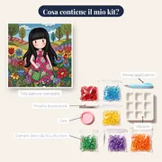 Ragazza Gorjuss nel giardino fiorito – contenuto del kit