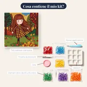 Ragazza Gorjuss tra foglie dorate – contenuto del kit