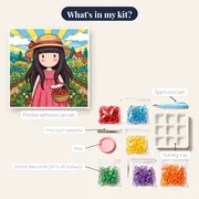 Gorjuss Strawberry Garden Girl – kit contents