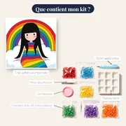 Fillette Gorjuss sur un arc-en-ciel – contenu du kit