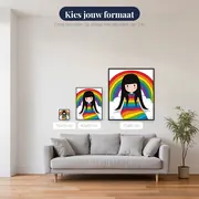 Meisje op een Regenboogwolk – beschikbare formaten