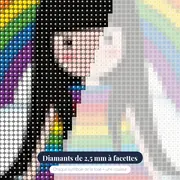 Fillette Gorjuss sur un arc-en-ciel – gros plan des diamants