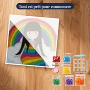 Fillette Gorjuss sur un arc-en-ciel – kit prêt à commencer