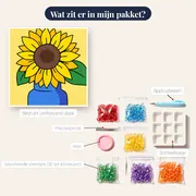 Grote Zonnebloem in Blauwe Vaas – inhoud van het pakket