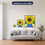 Tournesol Bleu au Fond Jaune – tailles disponibles