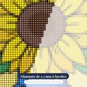 Tournesol Bleu au Fond Jaune – gros plan des diamants