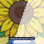 Girasole nel Vaso Blu – primo piano dei diamanti
