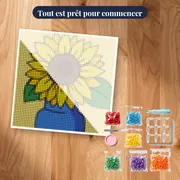 Tournesol Bleu au Fond Jaune – kit prêt à commencer