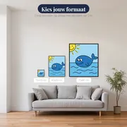 Vrolijke Blauwe Walvis – beschikbare formaten