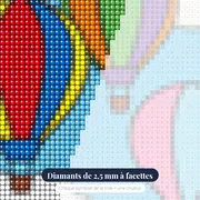 Trois montgolfières colorées – gros plan des diamants