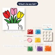 Three Tulips in a White Jug – kit contents