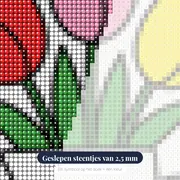 Drie Tulpen in Witte Kan – close-up van de steentjes