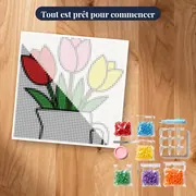 Trois Tulipes dans un Vase Blanc – kit prêt à commencer