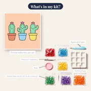 Smiling Cacti in Colorful Pots – kit contents
