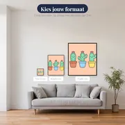 Drie Vrolijke Cactussen met Bloemen – beschikbare formaten