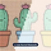 Smiling Cacti in Colorful Pots – diamond close-up