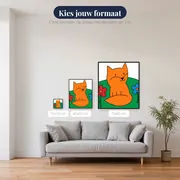 Zittende Oranje Vos met Twee Bloemen – beschikbare formaten