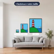 Phare rouge sur colline verte – tailles disponibles