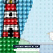 Rotweißer Leuchtturm am Meer – Nahaufnahme der Steine