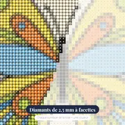 Papillon Symétrique aux Couleurs Vives – gros plan des diamants