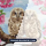 Due Gufi tra i Fiori – primo piano dei diamanti