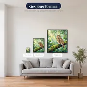 Uil op een Mossige Tak – beschikbare formaten