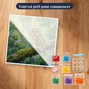Chouette brune dans la forêt brumeuse – kit prêt à commencer