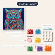 Mandala Midnight Owl – kit contents